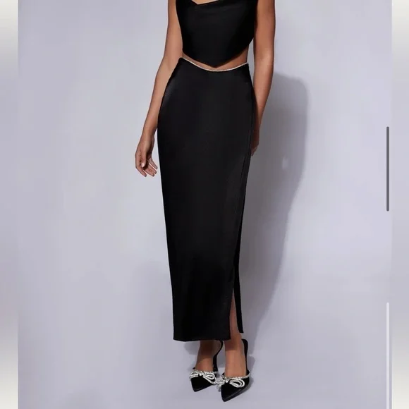 NWT Diamante Rope Maxi Skirt - Black SIZE SMALL - Picture 4 of 5